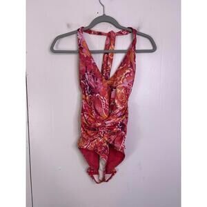 Lauren Ralph Lauren Swimsuit Womens 6 One Piece Halter Open Back Colorful Sample